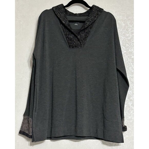 Soft Surroundings Long Sleeve Tunic Sweater Solid Gray V-neck Stretch Petite PL - Picture 1 of 7